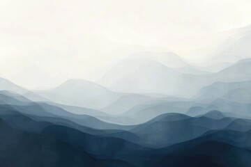 Obraz premium Abstract Watercolor Landscape with Overlapping Blue Hills