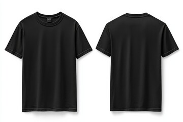 Black Tshirt Mockup Front and Back Isolated created with Generative AI
