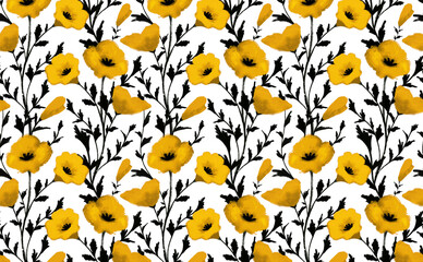 Naklejka premium Seamless Flowers Pattern. Textile print pattern.
