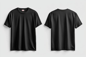 Black Tshirt Mockup Front and Back Isolated created with Generative AI