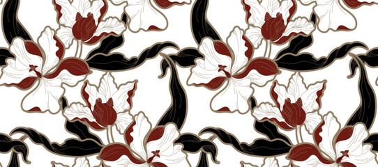 Seamless Flowers Pattern in vector.