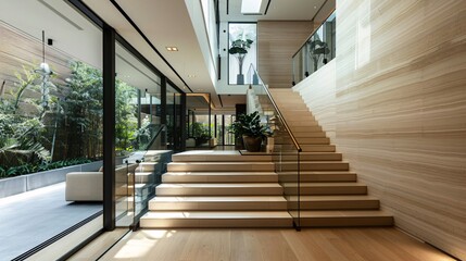 Obraz premium Modern staircase with clean lines and sleek railing