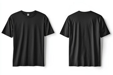 Black Tshirt Mockup Front and Back Isolated created with Generative AI