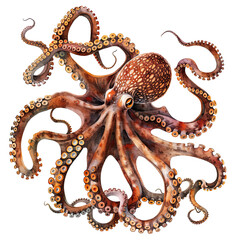 Obraz premium Beautiful Octopus Watercolor Clipart, Marine Animal Colored Design for Your Corporate and Business Graphic Resource or Creative Project, Ai Generative