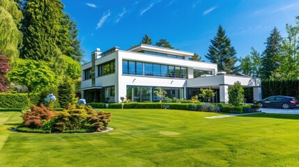 Fototapeta premium Modern Luxury Home with Green Lawn