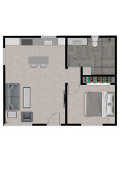 House Floor Plan elevation. 2D design of home space 3D  Sweet Home draw floor plan