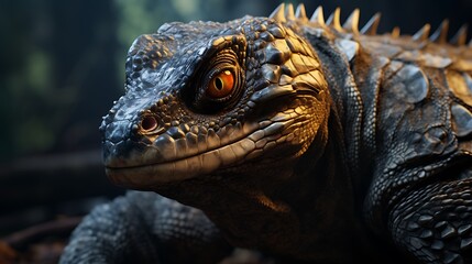 A dynamic composition featuring a realistic reptile, emphasizing the textures and patterns in stunning
