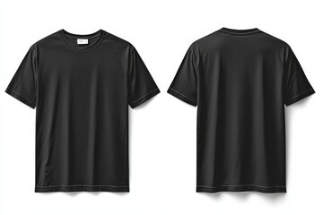 Black Tshirt Mockup Front and Back Isolated created with Generative AI