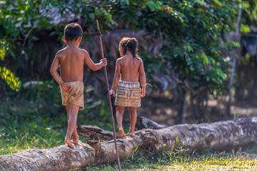 Indigenous children in the Amazon rainforest