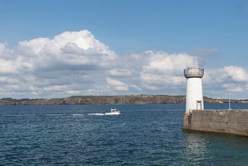 Camaret sur Mer lighthouse in the bay of Brest, Brittany