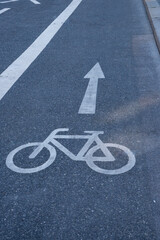 Fototapeta premium Pictogram for cycle superhighway painted on the road. Lane for cycling