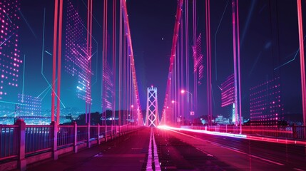 Futuristic san francisco bridge with ai enhanced design elements in marketing campaign