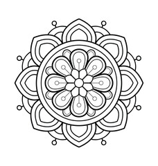 Black and white mandala - simple and easy mandala design, relaxing mandala art for adult coloring book - hand drawn mandalas for KDP
