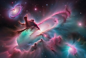 Naklejka premium Nebula Galaxy Science Fiction Surreal Cosmos Constellations and Supernova in the Universe