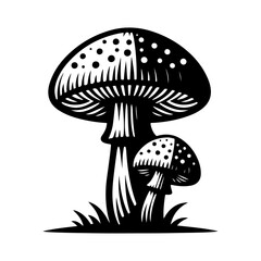 Mushroom vector silhouette, isolated white background 