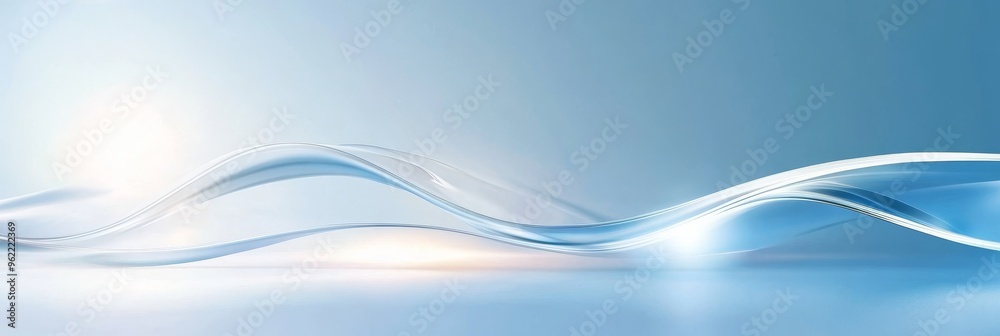 Wall mural a serene and abstract background featuring soft, flowing waves in a light blue hue. the waves create