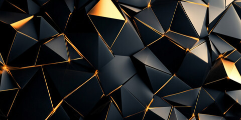 A sleek black and gold geometric background with sharp, clean lines and triangles creating a luxurious, modern design.