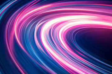 Fototapeta premium Smooth, flowing pink and blue light trails in an abstract circular motion, creating a sense of fluidity and energy.