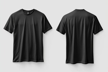 Black Tshirt Mockup Front and Back Isolated created with Generative AI