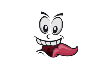 Fototapeta premium Cute cartoon happy expression white background.