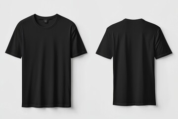 Black Tshirt Mockup Front and Back Isolated created with Generative AI