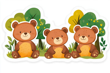 bear teddy bear cute animals forest children&rsquo;s art cartoon bears animal illustration nature theme woodland creatures baby bears playful bears