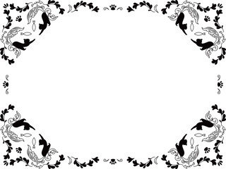 ネコのバロック風オーナメントフレーム