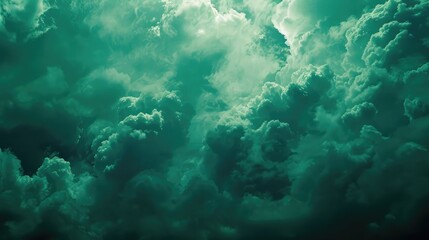 Fototapeta premium Green wallpaper with cloudy sky background