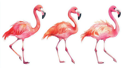 Fototapeta premium flamingo bird pink tropical animal exotic decorative wildlife nature summer vector illustration fun playful elegant standing walking beach vibrant silhouette