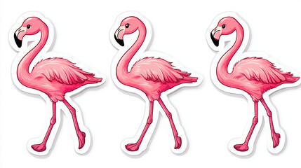 Fototapeta premium flamingo bird tropical pink wildlife nature shorebird exotic animal waterfowl feathers cute vibrant walking sunny summer fun decoration whimsical illustration 