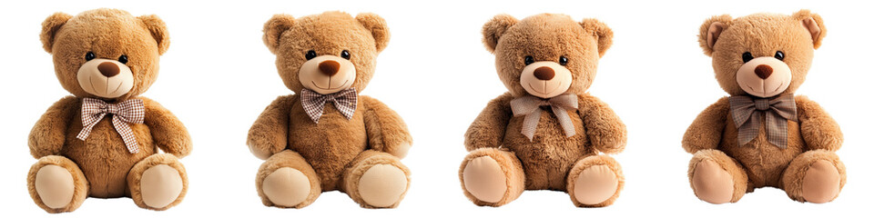 Obraz premium set of A Cute brown teddy bear toy isolated on a transparent background