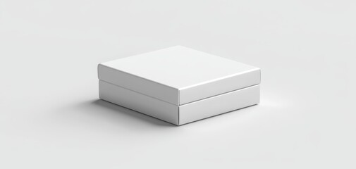 White Box Mockup Minimalist Perspective Square Composition Subtle Shadows Blank Surface for Branding