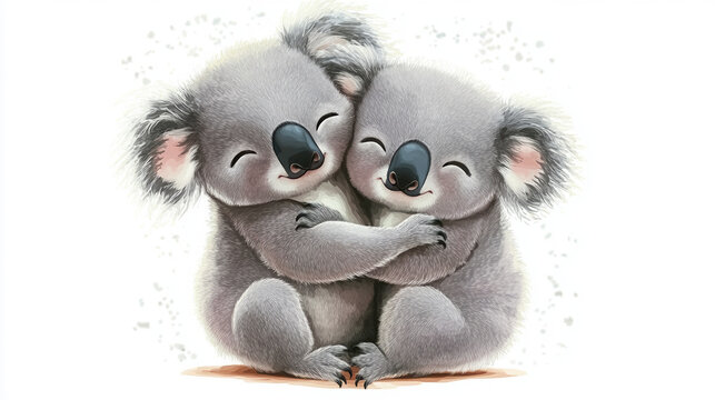 koalas cute animals cartoon koalas animal illustration wildlife art adorable koalas koala love digital art animal friends hugging koalas australian wildlife playful animals 