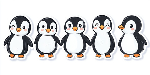 Fototapeta premium penguin animal cute cartoon wildlife character animals fun graphic illustration adorable frozen nature cold winter playful baby penguin friendship happiness 