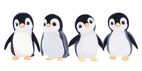 penguins animal cute wildlife bird winter arctic nature funny baby penguins penguin family adorable creatures cartoon penguins playful fluffy animal illustrations