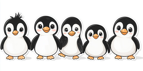 Naklejka premium penguins cute penguins cartoon penguins baby animals animal illustrations wildlife art digital drawing character design playful penguins 