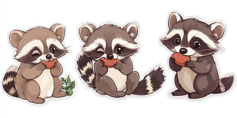 Fototapeta premium raccoon cute raccoon animal illustration cartoon raccoon woodland animals forest creatures playful raccoons animal art adorable animals raccoon family