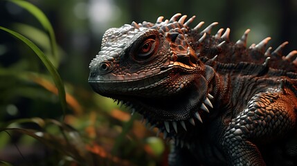 Fototapeta premium An exquisite capture of a realistic reptile, showcasing the intricate scales and patterns with exceptional clarity in