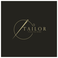 tailor logo icon illustration template combination of buttons for clothes, thread and sewing machine, for clothing product design, convection companies, fashion in vector form