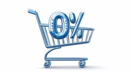 Shopping Cart with Zero Percent Symbol