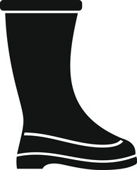 Black rubber boot standing straight in simple style isolated vector illustration