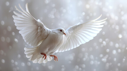 Obraz premium white flying dove in the air