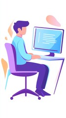 Teacher Coming Out of the Computer Screen, Illustration