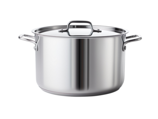 Stainless steel cooking pot isolated on transparent and white background