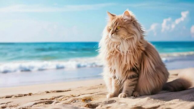 cat on the beach