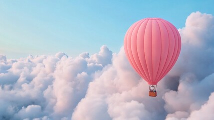 Fototapeta premium A hot air balloon floating in the clouds with a wooden box, AI