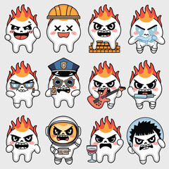 Fototapeta premium 2d vector illustration emoji emote for social media icon for fruits and animals cute character 