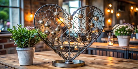 heart shaped metal table centerpiece industrial chic decorative accents