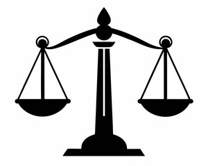 Black silhouette scale justice icon and vector illustration