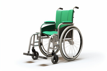 Fototapeta premium Wheelchair on white background. Old age related topics. Disabled person. Disability related topic. Nursing home. Image for graphic designer. Wheelchair on white background.